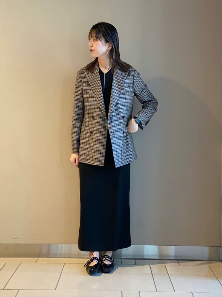 黒 オーバーレイワンピース チェック柄 ジャケット