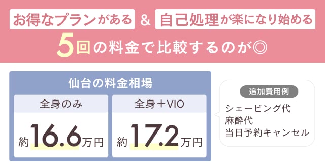 仙台の医療脱毛クリニックの相場