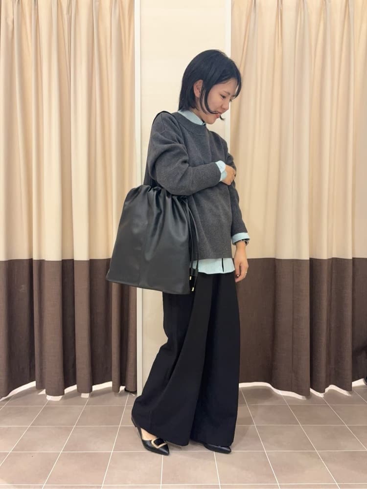ニット×ワイドパンツ