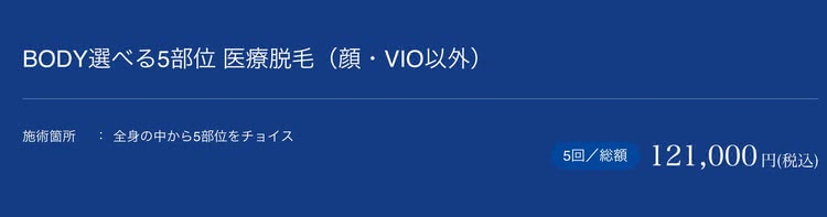 メンズアリシアクリニックのセレクト全身脱毛プラン